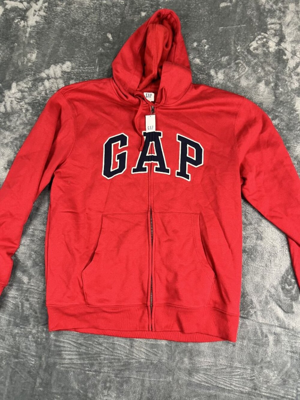 Gap Mens Red Full-Zip Logo Hoodie Sweatshirt L NWT